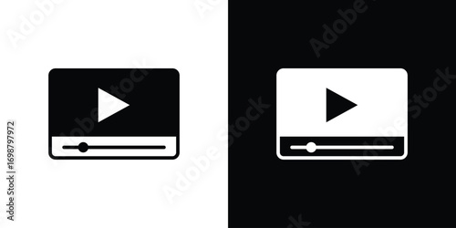 Video tutorial icon. flat and line style collection.