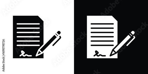 Signed contract icon. flat and line style collection.