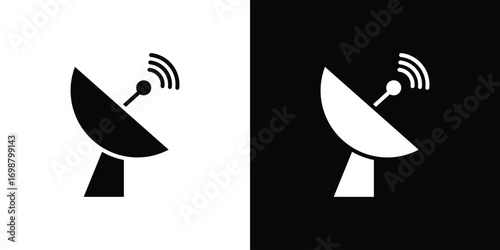 Satellite dish icon. flat and line style collection.