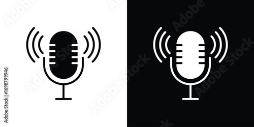 Podcast icon. flat and line style collection.