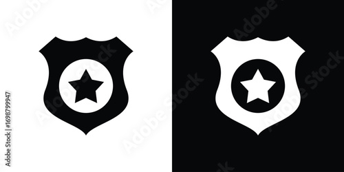 Police badge icon. flat and line style collection.