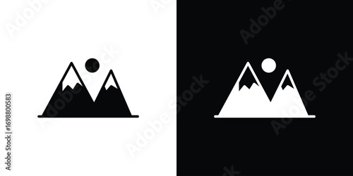 Mountain icon. flat and line style collection.