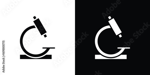 Microscope icon. flat and line style collection.