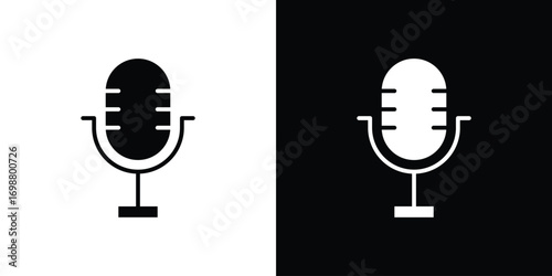 Microphone icon. flat and line style collection.