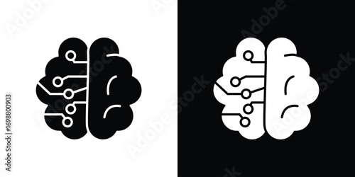Machine learning icon. flat and line style collection.
