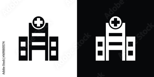 Hospital icon. flat and line style collection.