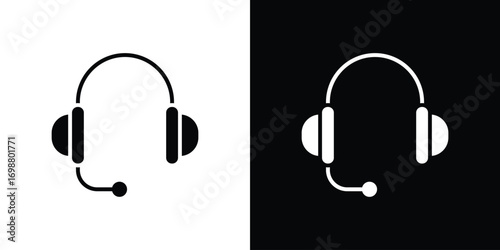 Headset icon. flat and line style collection.