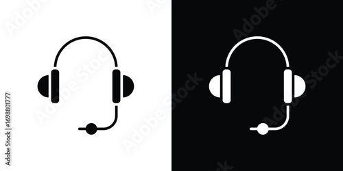 Headphones icon. flat and line style collection.