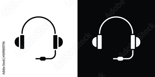 Headphone icon. flat and line style collection.