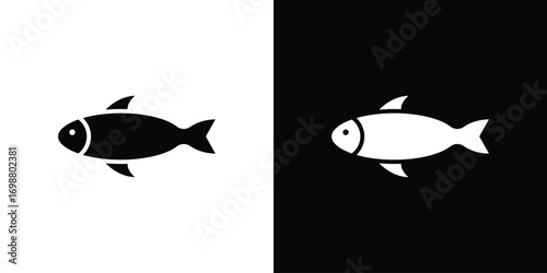 Fish icon. flat and line style collection.
