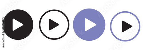 Play button icon set. Start audio or video action symbol. Vector illustration. play button icon