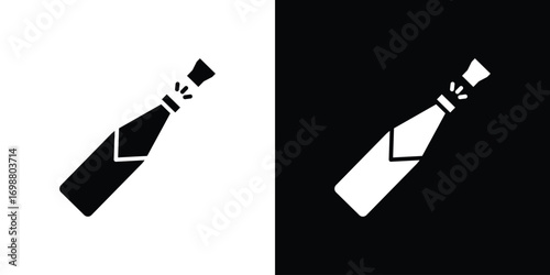 Champagne bottle icon. flat and line style collection.