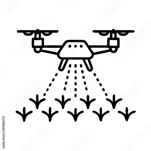 Drone performing agricultural spraying with precision, benefiting crops with advanced technology