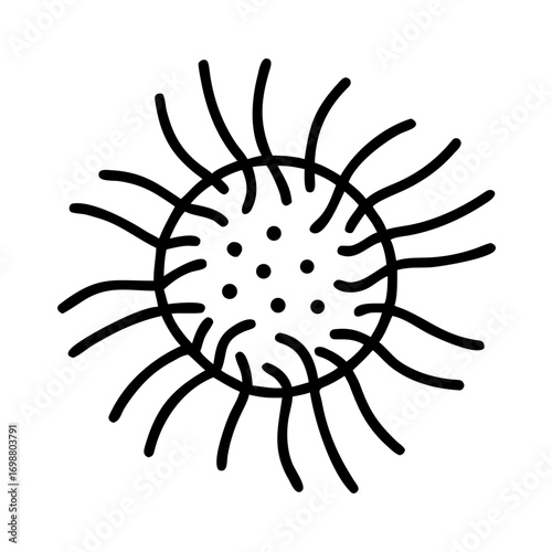 Depiction of a virus or bacteria cell with visible spikes