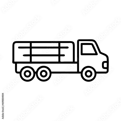 Outline of a truck with a flatbed and cargo bars