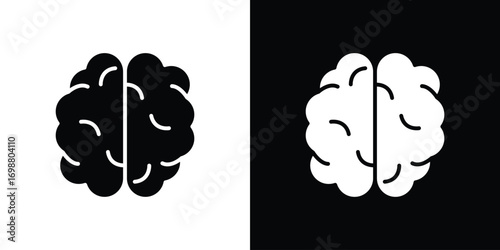 Brain icon. flat and line style collection.