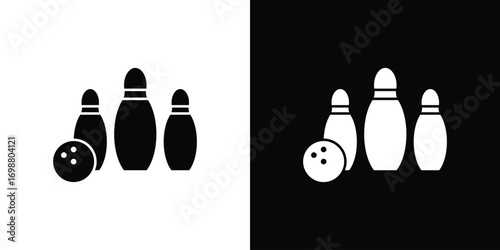 Bowling icon. flat and line style collection.