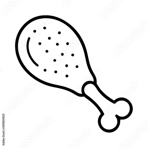 Simple black and white graphic of crispy fried chicken leg