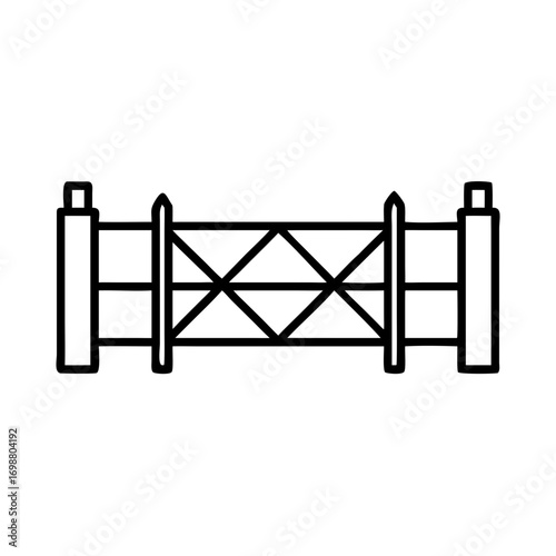 Depiction of a wooden gate with triangular bracing and posts