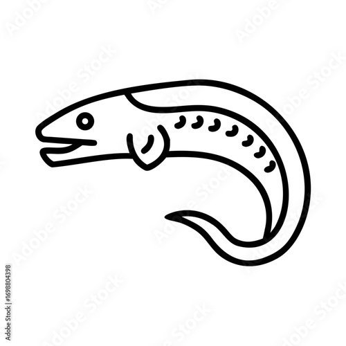 Simple black outline drawing of an electric eel swimming underwater animal