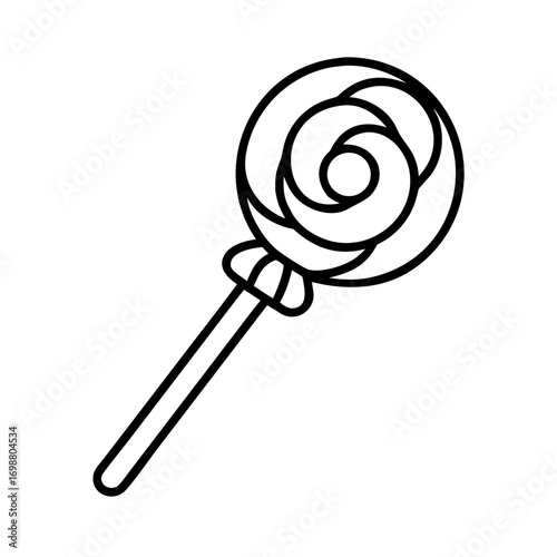 Lollipop Icon with Swirled Candy Head and Simple Stick