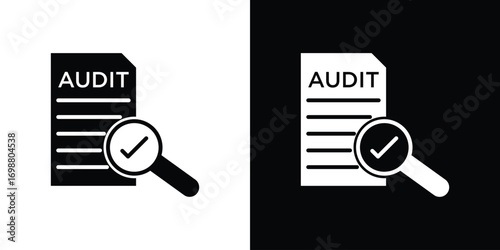 Audit report icon. flat and line style collection.