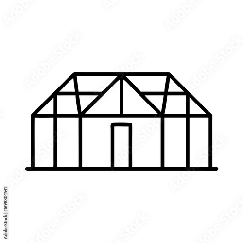 black and white green  house icon