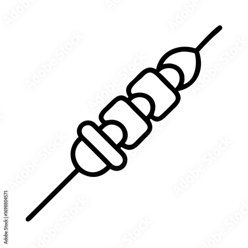 Minimalist illustration of a delicious meat and vegetable shish kebab
