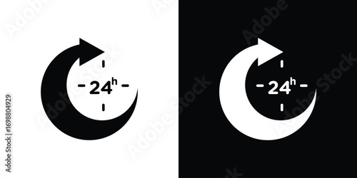 24 Hrs icon. flat and line style collection.