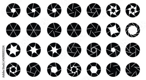 various camera aperture designs displayed in grid formation