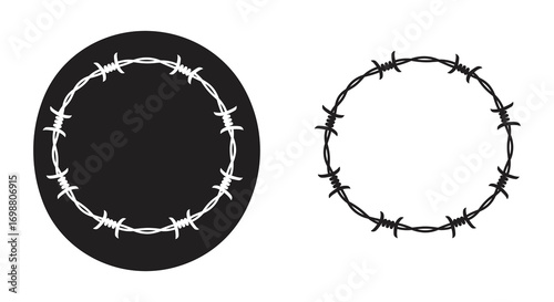 barbed wire forming oval shapes on contrasting backgrounds