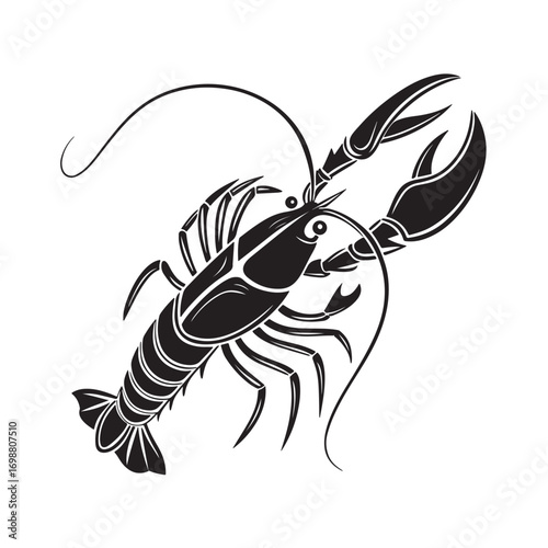 Detailed lobster silhouette with long antennae and spiny legs