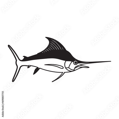 Dynamic swordfish silhouette with elongated bill