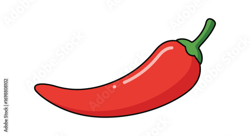 a vibrant red chili pepper with green stem