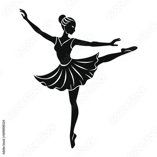 Vector art of silhouette of a ballerina performing a ballet pose