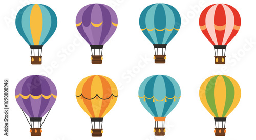 colorful hot air balloons floating in clear blue sky