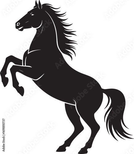 Powerful Stallion Silhouette Vector Illustration on Transparent Background for Equine Designs