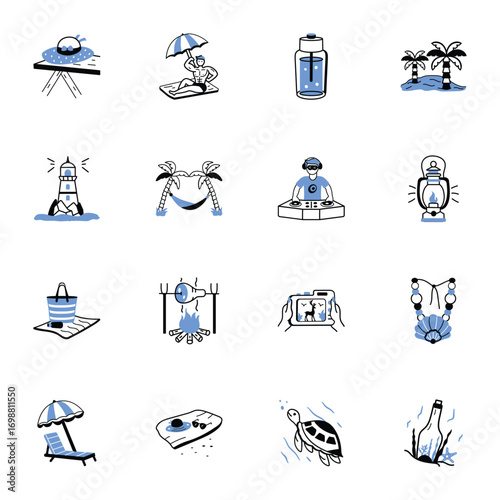Handy Adventure and Leisure Doodle Icons