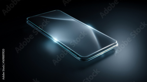 Teal gloss shows sleek, futuristic phone. Modern gradient surface is ideal for product staging, website headers, and UI design.