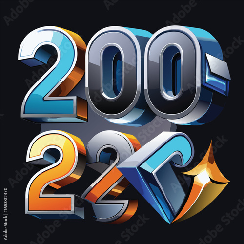 Stylish 3D Number Design 200 22 Trendy Graphic Design stylish