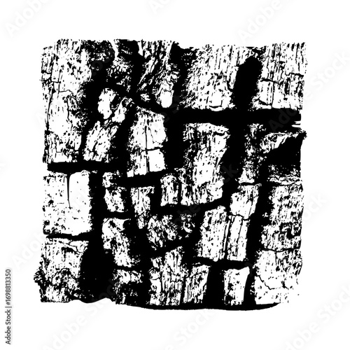 A close up of a textured surface with a black and white color scheme showing a rough and rugged appearance
