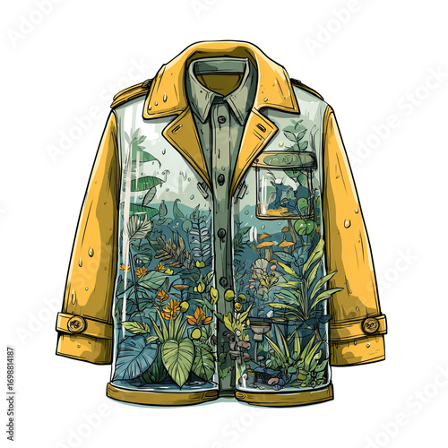 rain-harvesting jacket 3d realistic style isolated design
