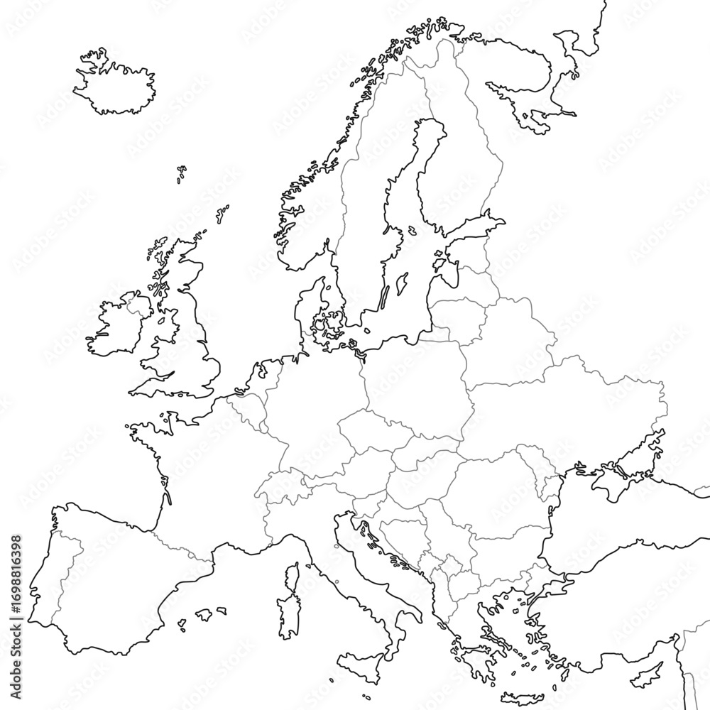 custom made wallpaper toronto digitalAccurate correct detailed europe european continent map line states countries political electoral vector isolated on transparent background