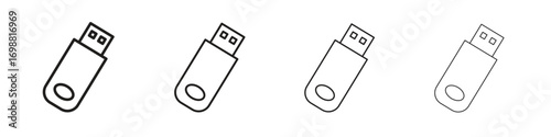 usb drive icon outline vector for web ui. Editable stroke.