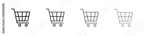 Shopping cart icon outline vector for web ui. Editable stroke.