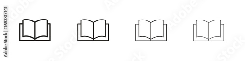 open book icon outline vector for web ui. Editable stroke.