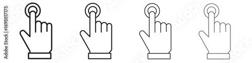 finger tap icon outline vector for web ui. Editable stroke.