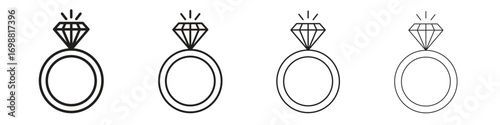 Wedding ring icon outline vector for web ui. Editable stroke.