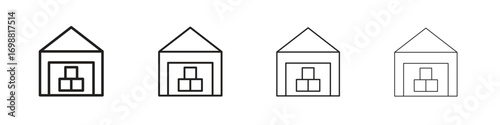 Warehouse icon outline vector for web ui. Editable stroke.