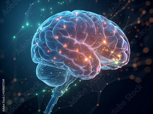 3D Hologram Brain with Illuminated Neural Pathways